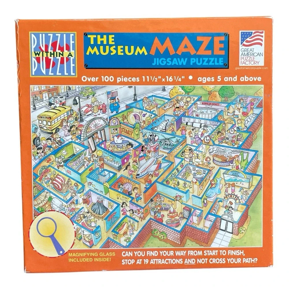 2 Puzzles Treasure Hunt Museum Maze Complete Jigsaw Great American Pc 100-150